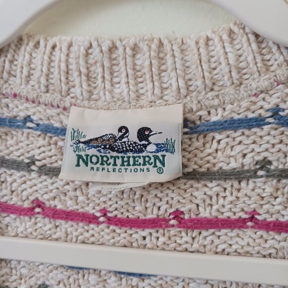 Vintage Northern Reflections Cardigan Vest Knit V Neck Beige Size L - Picture 3 of 6